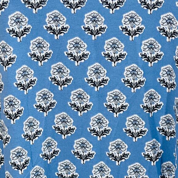 J Jill Boho Border Print Floral Blue Scoop Neck Top 3/4 Sleeve 4X - Picture 5 of 11